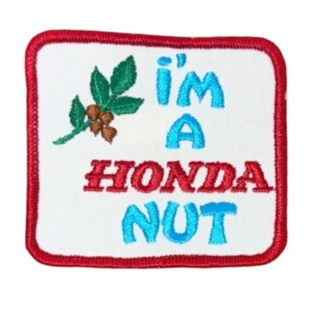 Vintage I'm A Honda Nut Embroidered Patch Red White Blue Square 3 Inch Accessory
